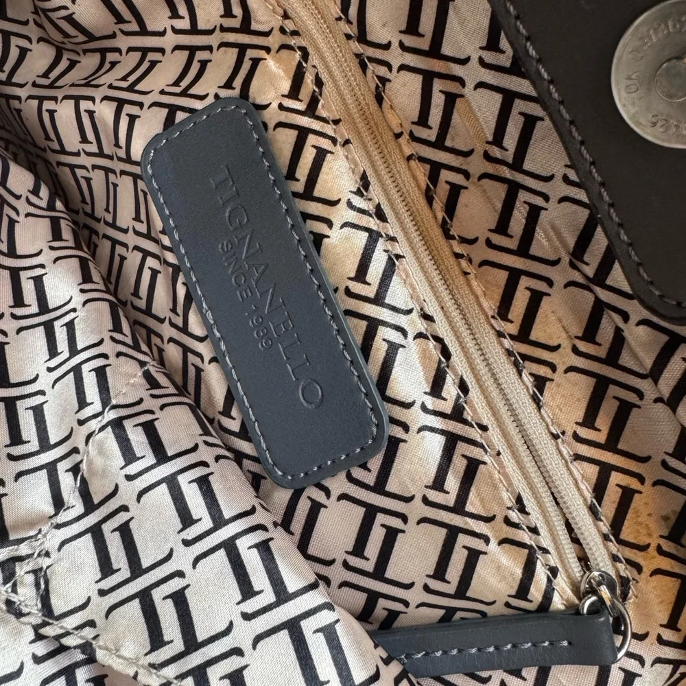 Tignanello Gray Leather Tote‎ Bag